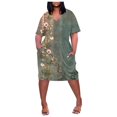 thumbnail image 1 of asddcavvf Robes pour Femmes Grande Taille Imprimé Floral Col en V Confortable Robe Ample Courte Sle, 1 of 6