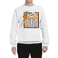 thumbnail image 2 of Wild Bobby Pumpkin Spice Latte Skeleton Orange Black and White Halloween Unisex Crewneck Sweatshirt, White, 3X-Large, 2 of 6