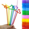 thumbnail image 2 of Roofei 200pcs 10.2 Inches Disposable Flexible Bendy Drinking Straws Plastic Straws, 2 of 8