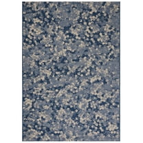 SAFAVIEH Courtyard Lorinda Abstract Indoor/Outdoor Area Rug, Navy/Beige, 5'3" x 7'7"