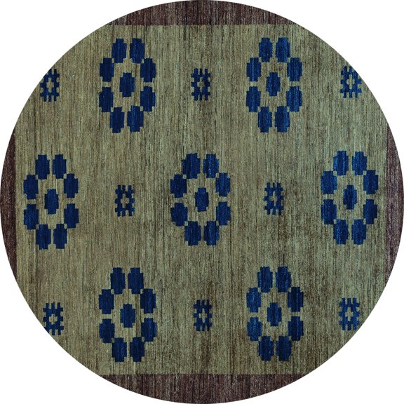 Ahgly Company Indoor Round Abstract Light Blue Modern Area Rugs, 6' Round