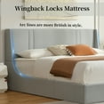 thumbnail image 5 of King Bed Frame with Storage, Upholstered Platform Bed with Lift up System, Linen Fabric Wingback Headboard, Wood Slats Support, Easy Assembly, No Box Spring Needed, Gray, 5 of 11