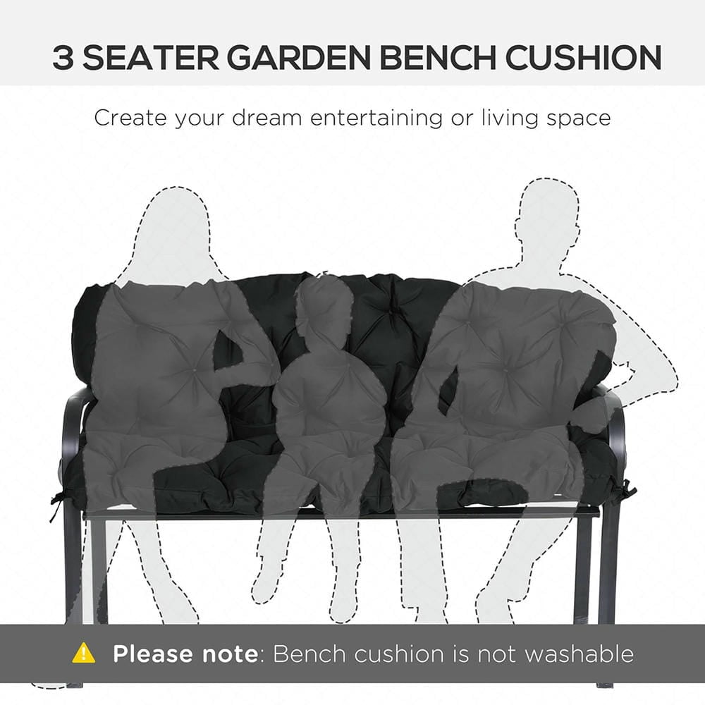 Topcobe 59" x 38" Tufted Bench Cushion for Outdoor Furniture, 3-Seater Replacement for Swing Chair, Patio Sofa/Couch, Patio Cushions for Outdoor Backyard Garden Porch, Black