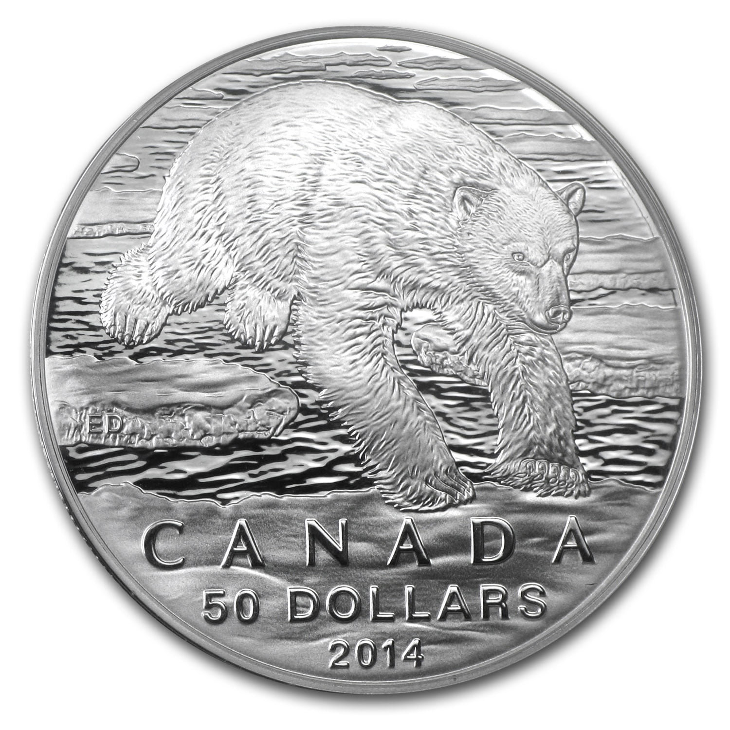 Canada 2014 Iconic Arctic Polar Bear Wildlife Conservation $50 Pure Silver Coin 