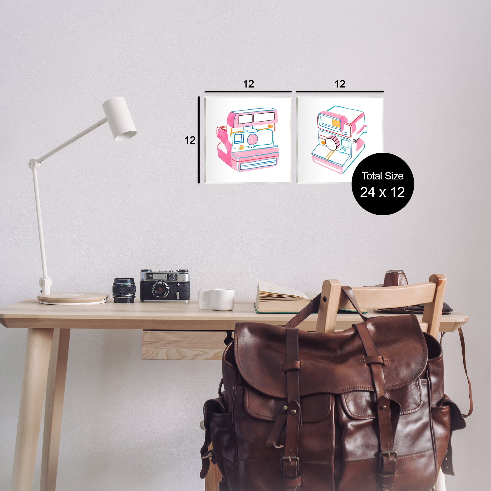 Stupell Industries Hand Drawn Vintage Camera Entertainment Painting Unframed Art Print Wall Art, 12 x 12, Set of 2
