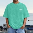 thumbnail image 3 of Christian T Shirts for Men 2026 Summer Casual Short Sleeve Crewneck Washed Vintage Shirt Christian Cross Graphic Tees, 3 of 7