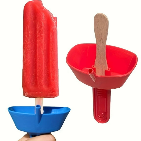 4-Pack Ice Cream & Popsicle Holders – Leak-Proof Dessert Stands with Suction Base & Drip Tray, Reusable Colorful Design for Kids, BBQs, Parties & Picnics