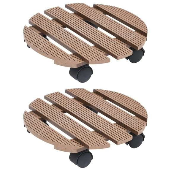 vidaXL Plant Trolleys 2 pcs Brown 11.8"x3" WPC