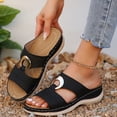 thumbnail image 5 of Hurxie Wedge Sandals for Women Comfortable: Slip On Sandals Women Dressy Summer Flat Sandals Black 7.5, 5 of 8