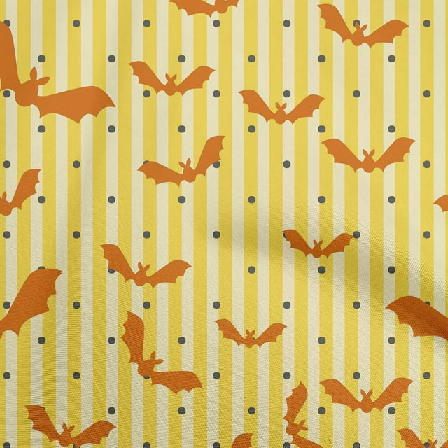 oneOone Viscose Chiffon Yellow Fabric Halloween Craft Projects Decor Fabric Printed By The Yard 42 Inch Wide
