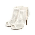 thumbnail image 5 of New Women Qupid Grammy-87 Leatherette Peep Toe Caged Zip Ankle Bootie, 5 of 5
