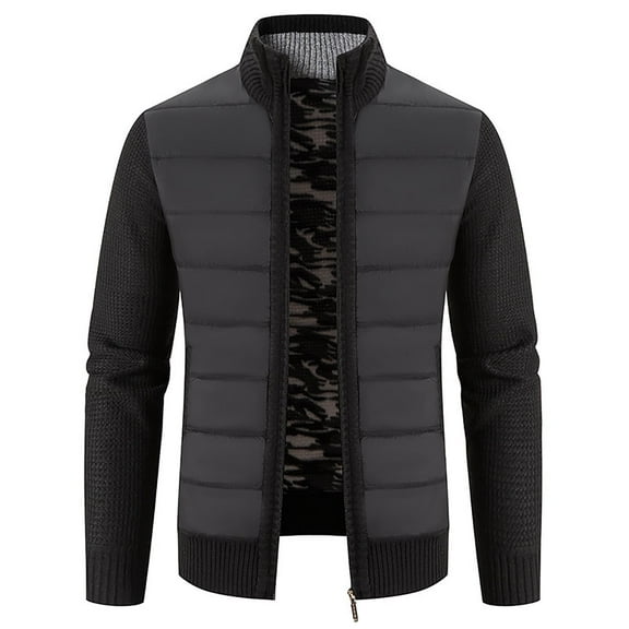 TFEOQRY Cardigan Sweater Coat for Men Casual Slim Fit Knit Wear with Pockets Long Sleeved Round Neck Sweater Top Black