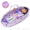 thumbnail image 2 of June Garden Cozy Dream Doll Bassinet - Baby Doll Portable Carrier - Fits for American Girl Dolls up to 14 - Soft Pillow & Safety Buckle Included - Purple, 2 of 5