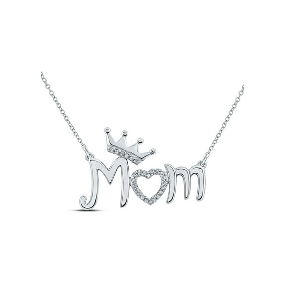 Macey Worldwide Jewelry Silver Diamond Mom Necklace 1/20 Ctw