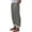 Gray, variant on Womens Solid Color Straight Trousers Striped Cuff Pants with Pockets Drawstring Elastic Waist Long Pants Casual Comfy Slacks Brown L