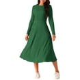 thumbnail image 2 of INSPIRE CHIC Women's Fall Dresses Long Sleeve Round Neck Knit A-Line Casual Midi Dress L Dark Green, 2 of 5