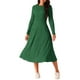 thumbnail image 2 of INSPIRE CHIC Vestidos de Otoño para Mujeres, Manga Larga, Cuello Redondo, Tejido A-Line, Vestido Midi Casual S Verde Oscuro, 2 of 5