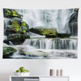 thumbnail image 1 of Waterfall Tapestry, Rain Forest in Vietnam Laos South Orange Trees Side of River Image Print, Fabric Wall Hanging Decor for Bedroom Living Room Dorm, 2 Sizes, Blue, by Ambesonne, 1 of 1