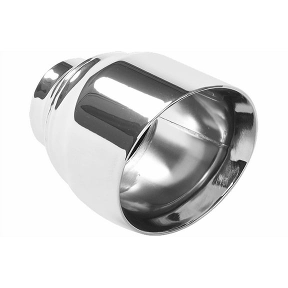 MagnaFlow Tip Stainless Double Wall Round Single Outlet Polished 4.5in DIA 2.5in Inlet 5.75in Length