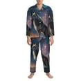 thumbnail image 3 of Fotbe Night Sky Wolf Pijama de Hombre con Estampado de Manga Larga, Conjunto de 2 Piezas, Ropa de Dormir Suave y Cómoda con Bolsillos-Large, 3 of 7