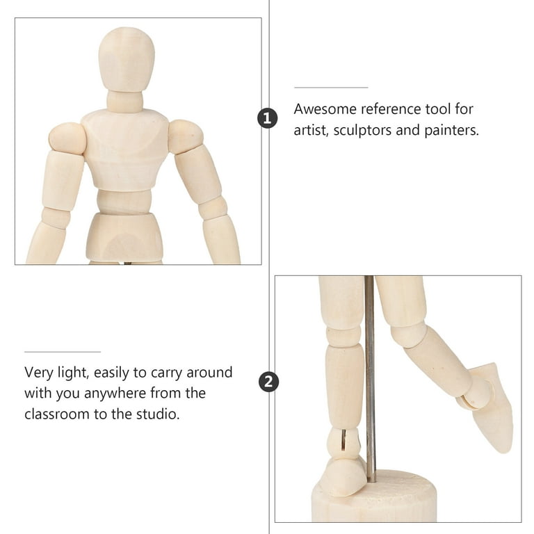 3pcs 4.5Inches Wooden Figure Model Human Art Mannequin Jointed Manikins for  Artists Sketch Home Office Desk Decoration (Beige)