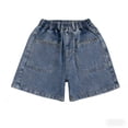 thumbnail image 6 of DAETIROS Girls High Waisted Denim Bermuda Shorts with Belt - Stretchy Elastic Waist Casual Jean Shorts - Medium Wash Blue - Sizes 7-15,Size 13-14 T, 6 of 9