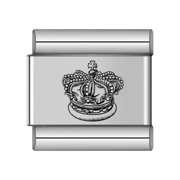 Italian Charm Crown Links Bracelet Stainless Steel Vintage Square Assorted Modular Charm Bangle DIY Gift Jewelry Making