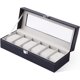 thumbnail image 1 of Caja para Relojes para 6 Relojes Caja de Almacenamiento con Tapa de Vidrio Negro Piel sintética, Caja para Relojes de Cuero con 6 Compartimentos Mantenga los Relojes en Orden - Gris JM, 1 of 5