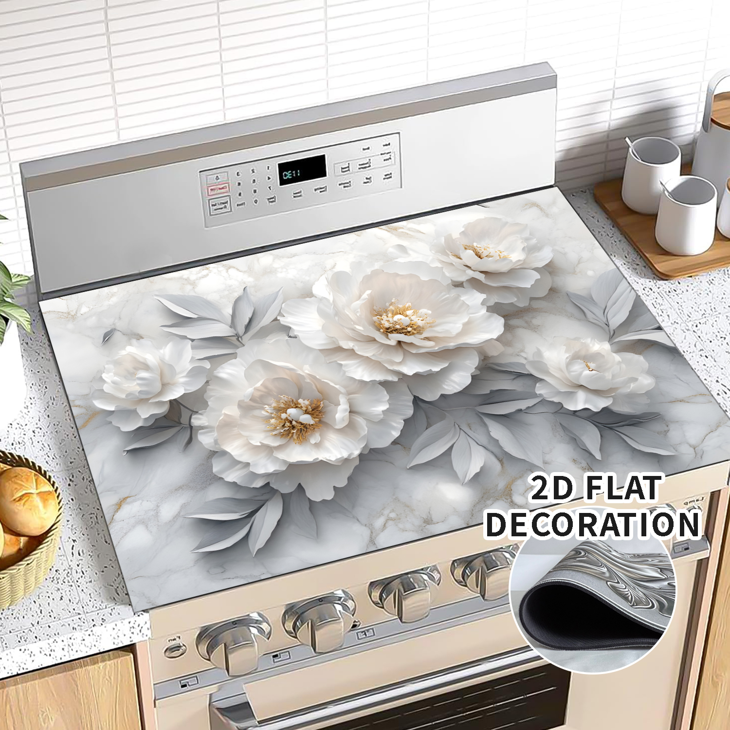 Stove Top Cover for Electric Stove 28 "x 20 ", flowers pattern Heat Resistant Glass Top Stove Cover Protector, Induction Cooktop Protector Stove Top Covers Mat, Kitchen Flat Stove Top Covers