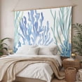 thumbnail image 3 of Ocean Botanical Small Tapestry for Bedroom Wall Hanging Tapestry, Summer Coastal Sea Blue Green Coral Ceiling Backdrop Tapestries Poster Blanket Wall Decor for Teens Room Living Room Dorm 23" x 28", 3 of 8