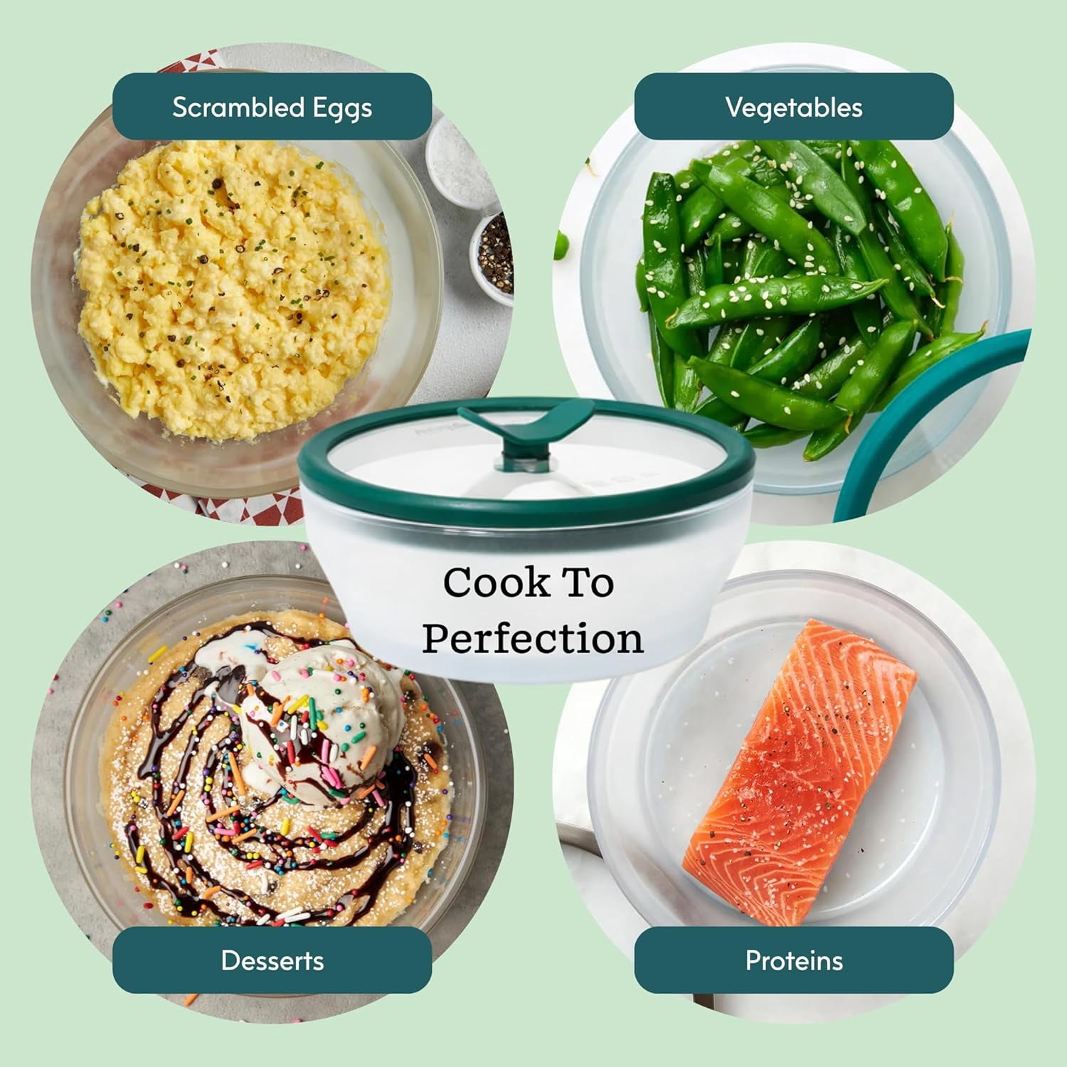 2-Pack Glass Microwave  Cooker -  Plastic- Poacher for Scrambled Eggs & Meal Prep with Vented Lid