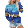 thumbnail image 1 of MKLEKYY Pull à Manches Courtes en Tricot pour Femmes, Imprimé Dégradé, Col Rond, Sweat-Shirt Décontracté, Pull Ample Mignon, 1 of 1