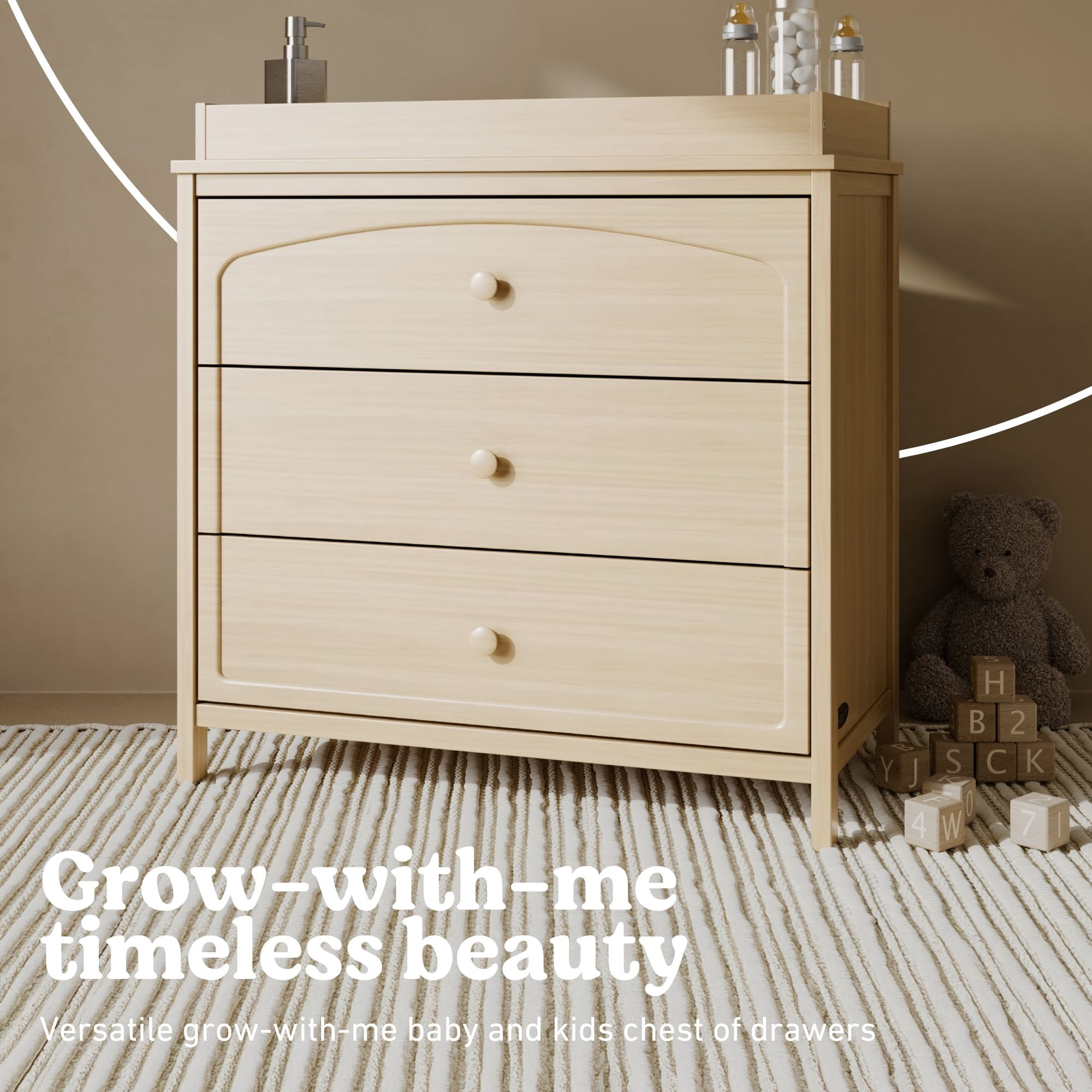 Graco Olivia 3 Drawer Chest with Infant Changing Topper, Driftwood