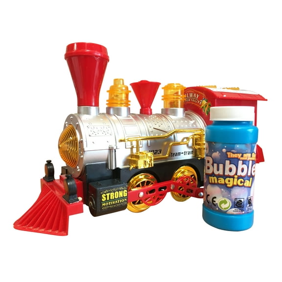 Steam Train Locomotive Engine Bubble Blowing Bump Battery Operated Lights Sounds