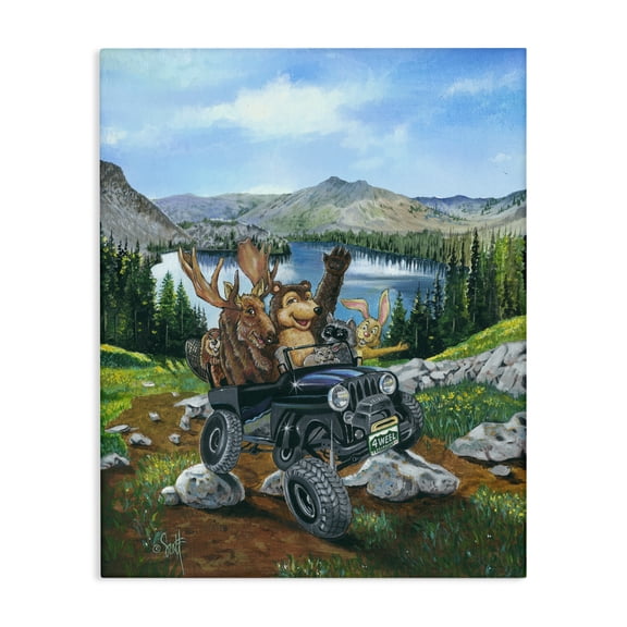 Stupell Industries Farmhouse Woodland Animals Off-Roading Canvas Art, 16 x 20, by Scott Westmoreland