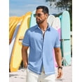 thumbnail image 4 of COOFANDY Mens Summer Shirts Linen Button Up Casual Beach Cuban Shirts Hawaiian, 4 of 6