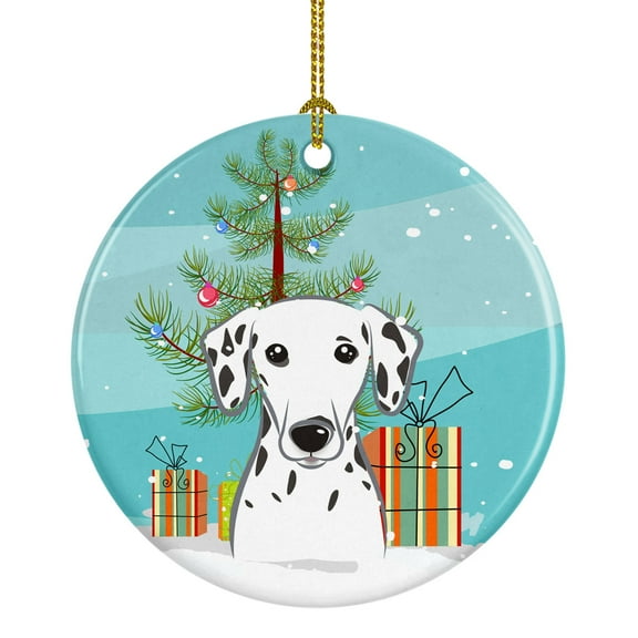 Christmas Tree and Dalmatian Ceramic Ornament