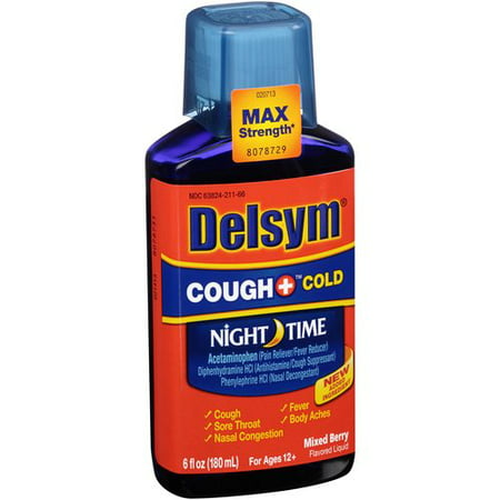 Delsym Night-Time Cough and Cold Mixed Berry, 6.0 FL