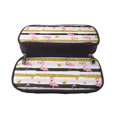 thumbnail image 5 of Lsque Gold Glittering Hearts and Flamingos Printed Big Capacity PU Leather Pencil Case Large Pencil Pouch Stationery Pen Bag Pencil Holder for Teen, 5 of 6