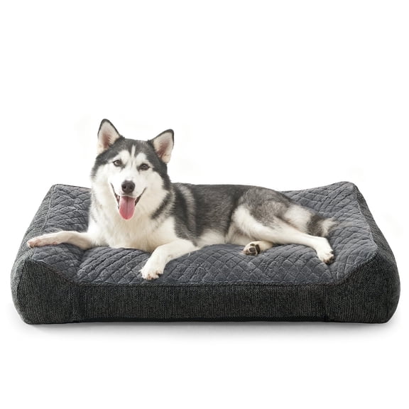 Dog Couch for Medium Large Dogs, Fluffy Pet Sofa Bed with Premium Soft Corduroy Fleece, Washable Cover, Supportive Cushion, Gray Pet Furniture, Gray, 42in