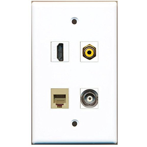 RiteAV - 1 Port HDMI 1 Port RCA Yellow 1 Port Phone RJ11 RJ12 Beige 1 Port BNC Wall Plate