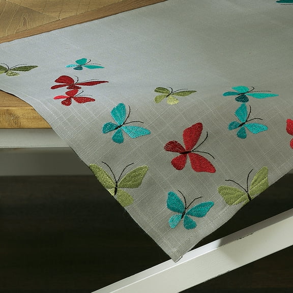 HomeMagic, Butterflies Table Runner, 100% Embroidered Polyester , 54" x 16"