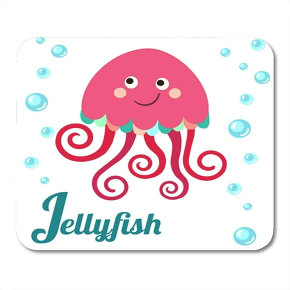 NUDECOR ABC Cute Alphabet J Letter Cartoon Jellyfish in Colorful Mousepad Mouse Pad Mouse Mat 9x10 inch