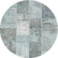 thumbnail image 1 of Ahgly Company Indoor Round Contemporary Light Steel Blue Patchwork Area Rugs, 6' Round, 1 of 6