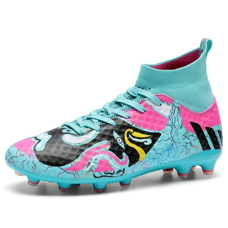 

Earlde Men s Soccer Shoes Football Boots Cleats High-Top Spikes Soccer Shoes Boys Outdoor Indoor Athletic Training Sneakers