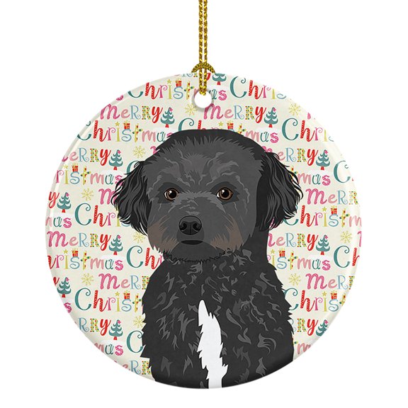 Doodle Black and White #1 Christmas Ceramic Ornament 2.8 in x 2.8 in
