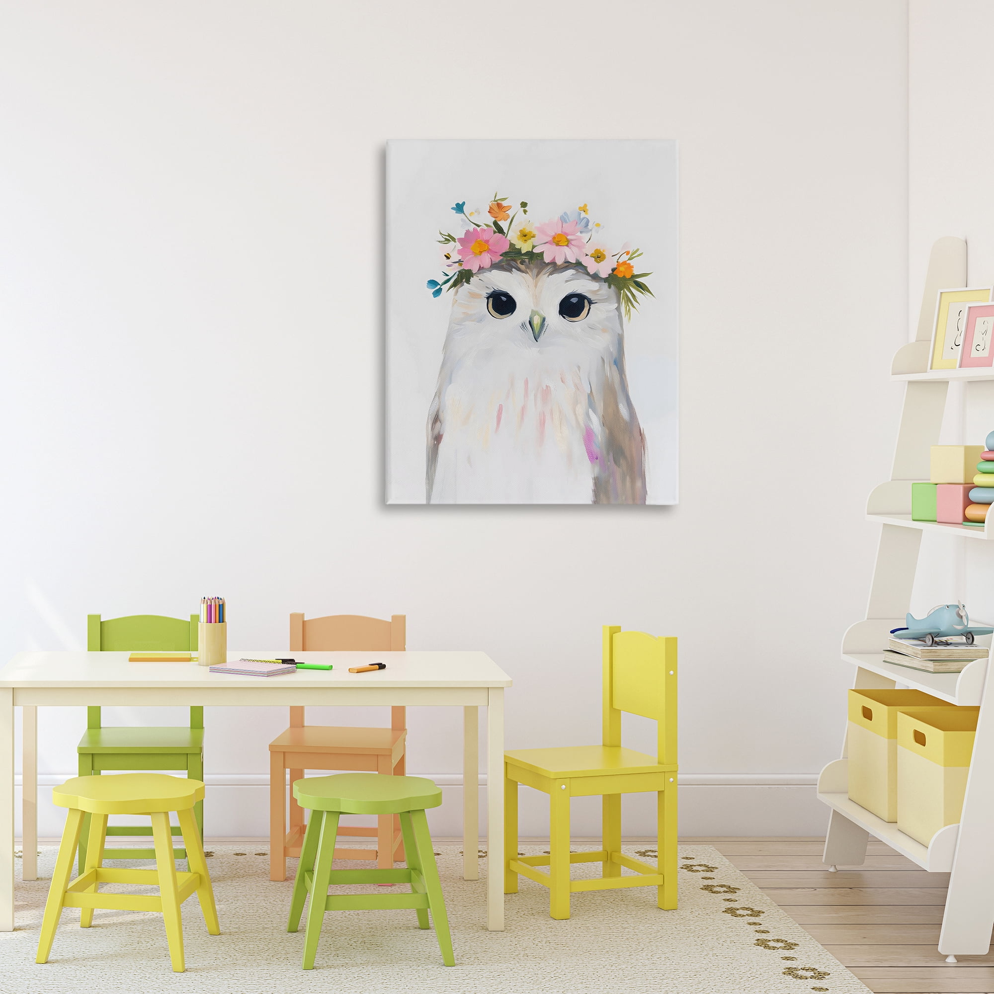 Stupell Industries Flower Crown Owl Canvas Wall Art, design by The Prints Vibe