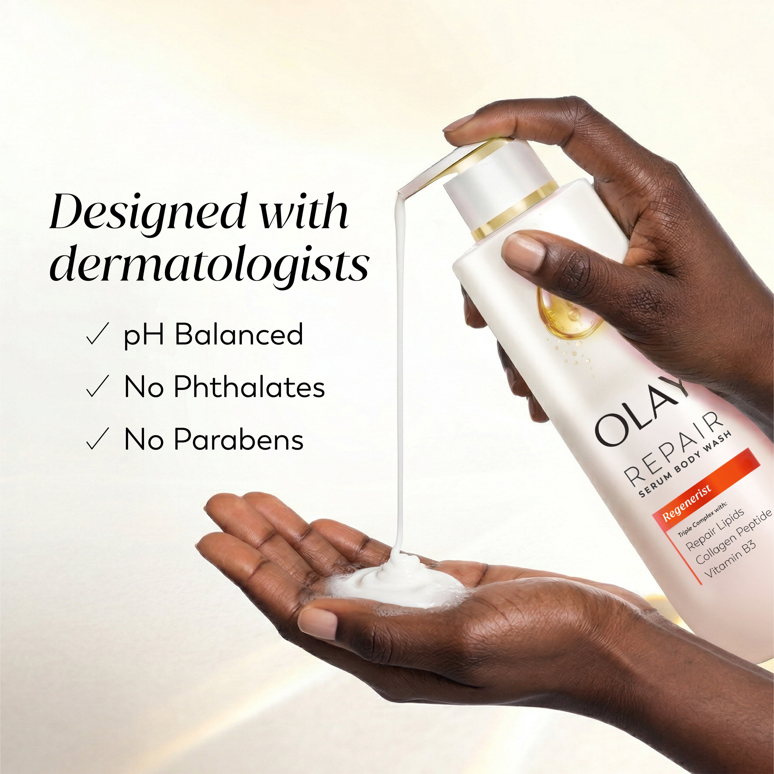 (4 pack) Olay Body Wash Regenerist Repair Serum, Triple Compex with Repair Lipids, Collagen Peptide and Vitamin B3, 20 fl oz