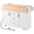 thumbnail image 4 of K&K 55" Rolling Kitchen Island with Charging Station - White, 4 of 8