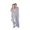 thumbnail image 1 of Big Feet PJs Gray & White Plaid Cotton Flannel Adult Footed Pajamas Sleeper, 1 of 3